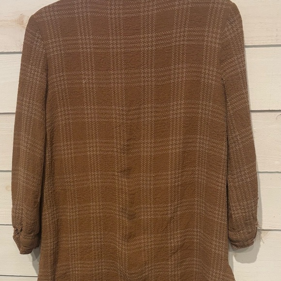 Oscar de la Renta Brown Plaid Blazer, button down in size 6 - Picture 6 of 16